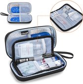 Harde insulinekoeler reiskoffer met 2 ijspakken, insuline reiskoffer voor insuline pennen en diabetische benodigdheden, zwart