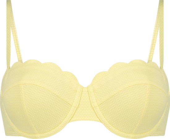 Hunkemöller Haut de bikini rembourré sans bretelles à armatures festonné Jaune D65