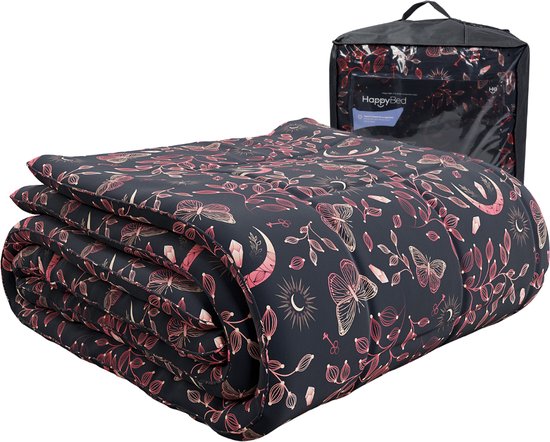 HappyBed Twilight ruby | 240x220 - Wasbaar dekbed zonder overtrek - Bedrukt dekbed zonder hoes - Gekleurd 2-in-1 dekbed - Dekbed met print - Hoesloos dekbed