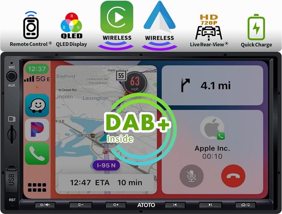 roteerbaar 10.1 inch navigatiescherm | carplay en android auto draadloos | DAB