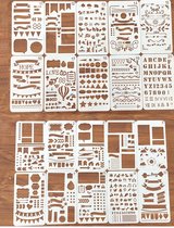 Bullet Journal Plastic Stencils - 20 stuks - Templates - Figuren - Cijfers - Letters - Basisset 101 - Voertuigen - Weer - Dieren - Gebouwen - Mix - Sjablonen - 10 x 18 cm - Handlettering toolkit - Knutselen - Decoratie - Accessoires
