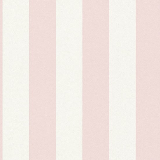 Papier peint à rayures Profhome 381013-GU papier peint intissé légèrement texturé à rayures blanc rose mat 5,33 m2
