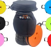 Buvel® Opvouwbare kruk - Kruk - Krukje - Campingstoel - Inklapbaar - Telescopisch - Visstoel - Voetensteun - Oranje - Rond met kussen