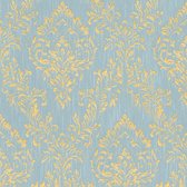 Barok behang Profhome 306595-GU textiel behang gestructureerd in barok stijl glanzend goud blauw groen 5,33 m2