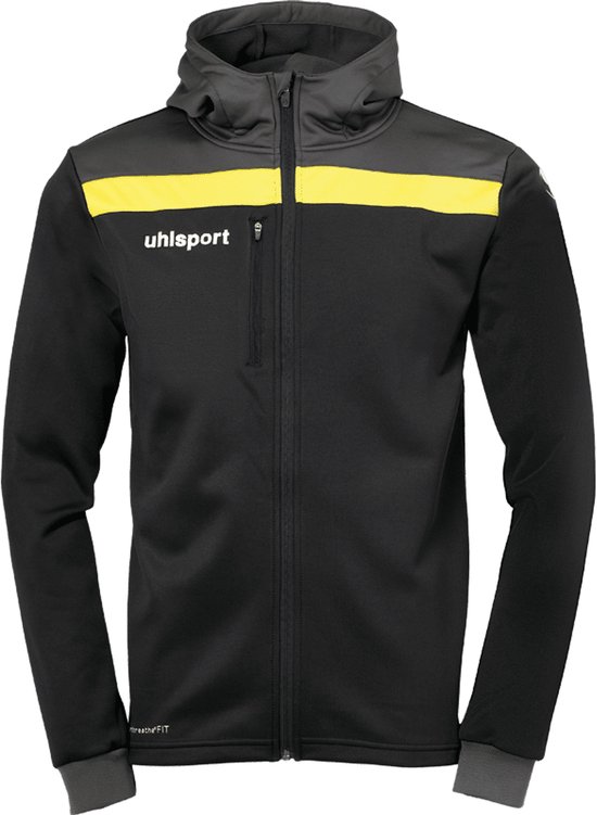 Uhlsport Offense 23 Multi Hood Jacket Kind Zwart-Antraciet-Limoengeel