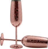 Lot de 2 Flûtes à champagne , flûte à champagne en acier inoxydable, gobelets à vin incassables pour anniversaire de mariage, barbecue dans le jardin – 280 ml (cuivre)