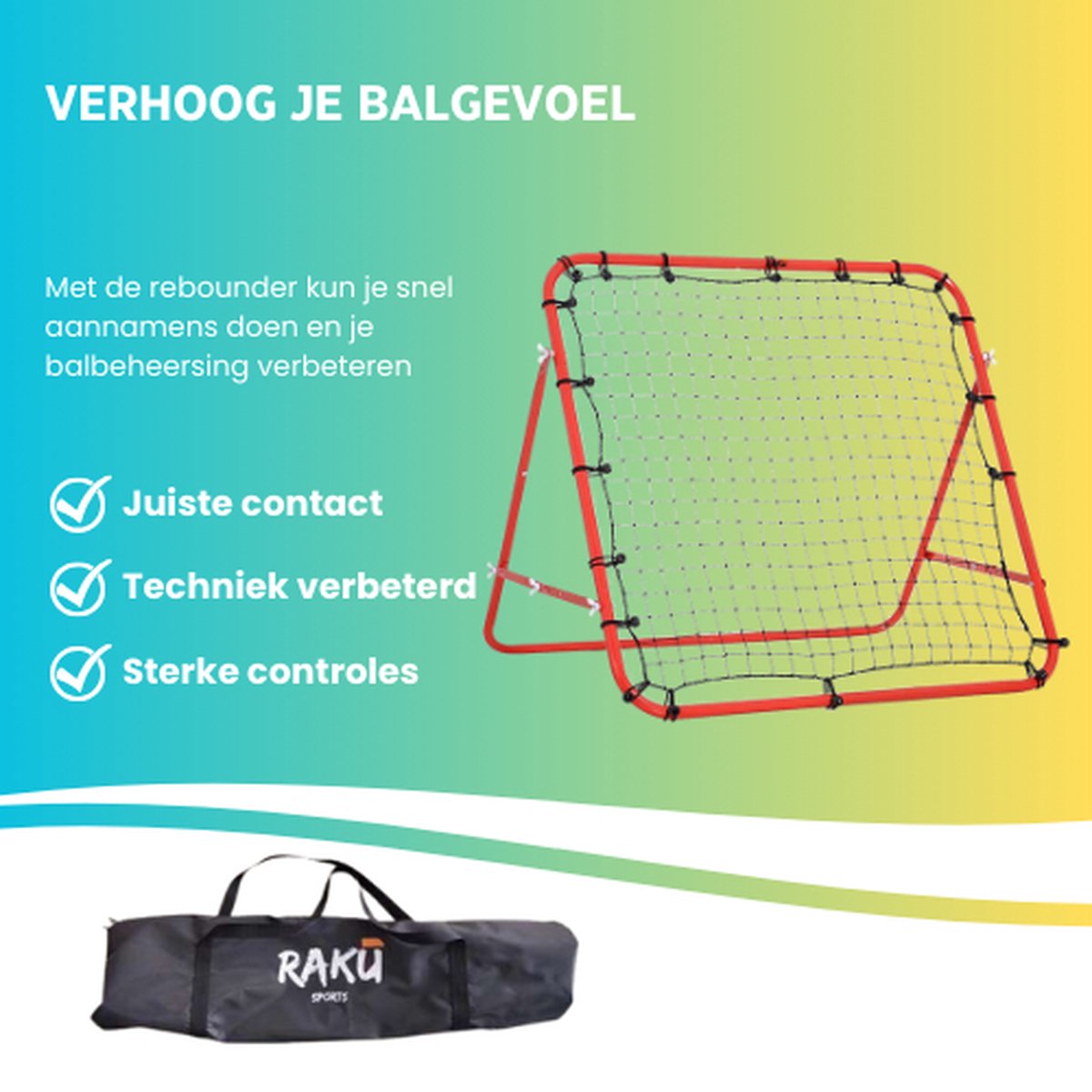 Raku Sports - Voetbal Rebounder Voetbaldoel - Accessoires & Spullen voor Training - Voetbalgoal met Pionnen - Trainingsmateriaal - Stuitbaltrainer - Rebounder — afbeelding 7