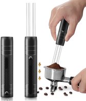 Tool, rekbare espresso-koffieroerder met roestvrijstalen naalden, 0,3 mm, aluminium Wdt Tool espresso, koffiedistributeur, cadeaus voor barista's, zwart, zonder standaard