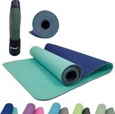 Fitness-yogamat, PVC-vrij, tweekleurige yogamat, hoogwaardig gestructureerd oppervlak, zeer antislip, 180 x 61 x 0,4 cm, in draagtas