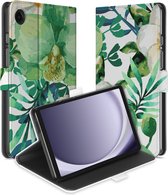 Uniek Geschikt voor Samsung Galaxy Tab A9 Tablethoesje Orchidee Groen Design | B2C Telecom