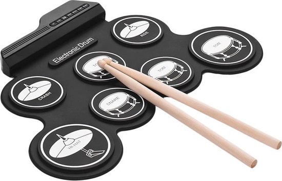 Foto: Nique elektronisch drumstel drumstel drum pad volwassenen en kinderen met drumstokken en voetpedalen beginners 7 pad zwart