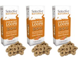Supreme Selective Naturals Country Loops - Konijnensnack - Wortel/Hooi - 3 verpakkingen van 80 gram