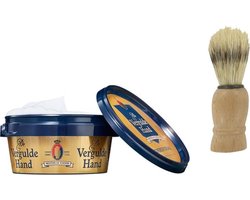 Vergulde Hand Scheerzeep + Houten Scheerkwast