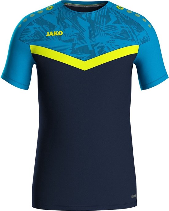 Jako Iconic T-Shirt Heren - Marine / Jako Blauw / Fluogeel | Maat: 3XL