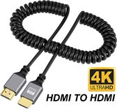 DrPhone MicroFlex - Câble Streaming HD - 2,4M - HDMI vers HDMI - 1080P - 60Hz - Stream - Câble Spiral Flexible - Zwart