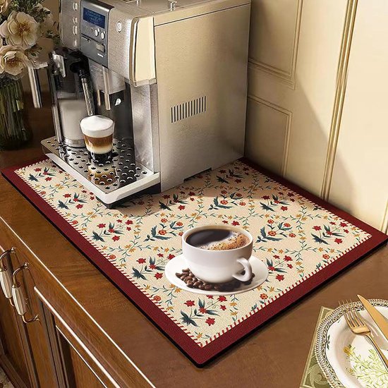 Afdruipmat voor servies, koffiezetapparaat, afdruipmat, voermat, katten, absorberende droogmat, antislip, rubberen achterkant, keukenaccessoires voor