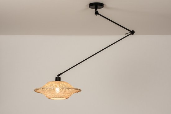 Lumidora Hanglamp 31222 - BAMBOO - E27 - Zwart - Bruin - Naturel - Metaal - ⌀ 40 cm
