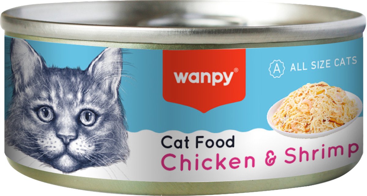 Wanpy - Natvoer Kip & Garnaal - Kattenvoer - Voordeelbundel 10 stuks