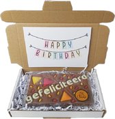 Gefeliciteerd Chocolade brievenbus post - Chocolade per Post - verjaardagscadeau - Jarig chocolade - Gratis wenskaart