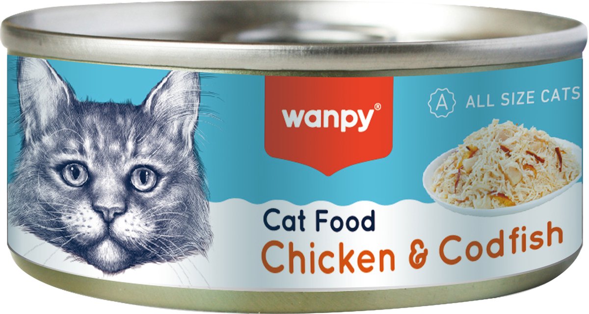 Wanpy - Natvoer Kip & Kabeljauw - Kattenvoer - Voordeelbundel 10 stuks