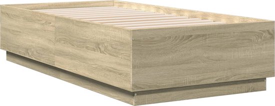 vidaXL - Bedframe - bewerkt - hout - sonoma - eikenkleurig - 75x190 - cm