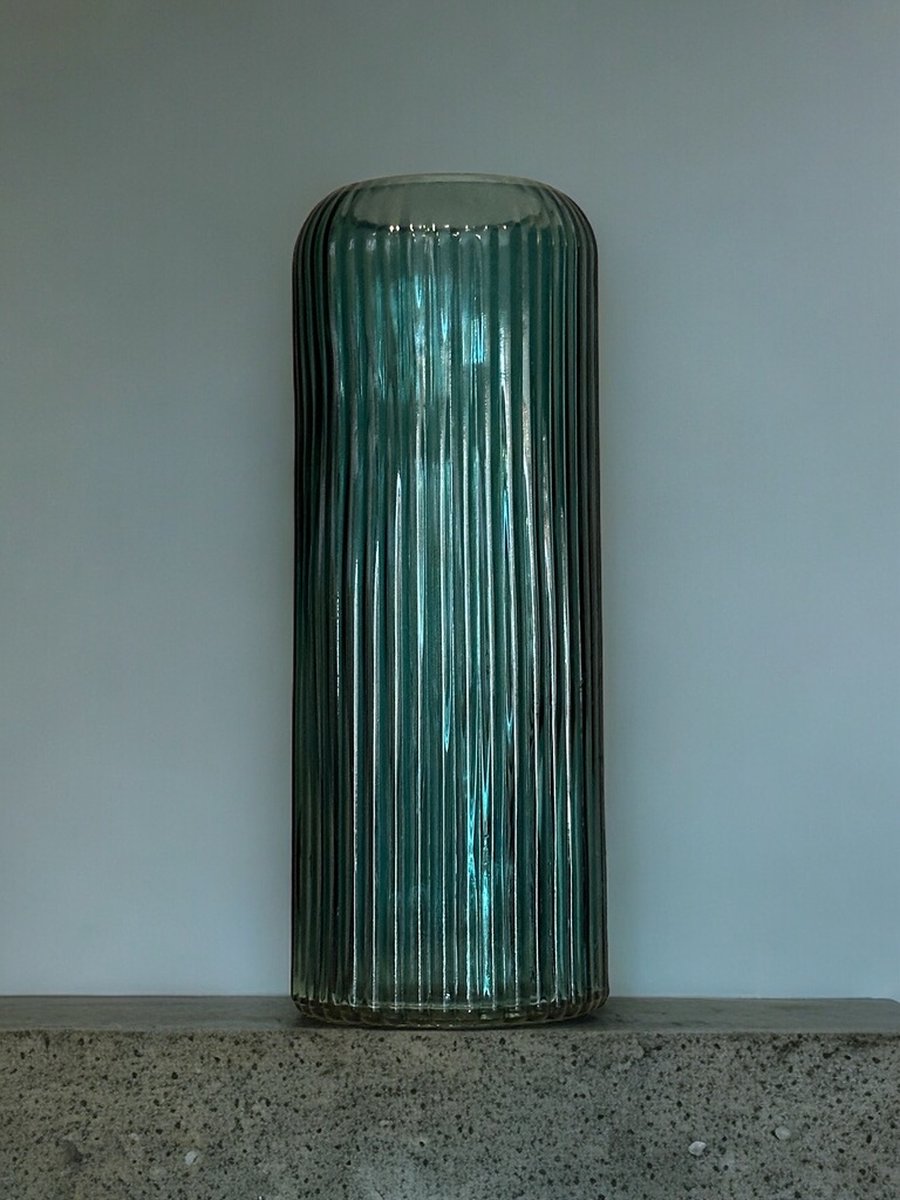 Seta Fiori - Glazen vaas - aqua blauw - 25cm - gerecycled -