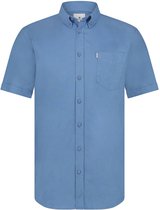State of Art - Short Sleeve Overhemd Linnen Blauw - Heren - Maat L - Regular-fit