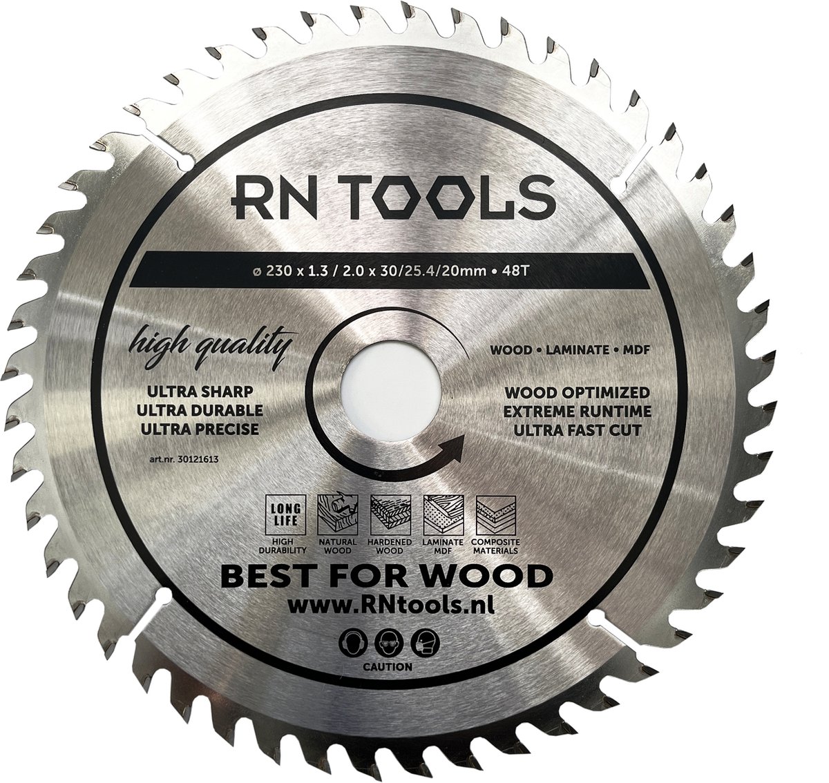 RNtools Cirkelzaagblad 230 x 30 mm - 48 tanden - voor Hout - Hardhout - Laminaat - MDF - Multiplex