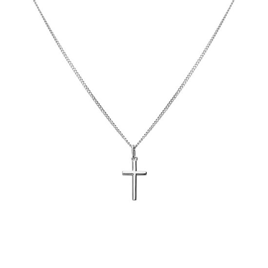 Lucardi Dames Zilveren ketting met hanger kruis - Ketting - 925 Zilver - Zilverkleurig - 45 cm