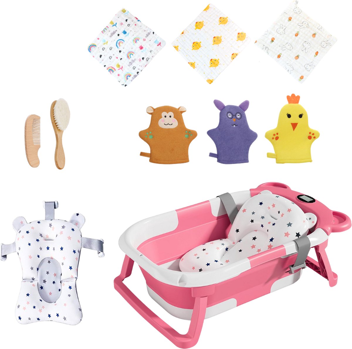 Goedkoopste BimbelBoo - Baby Badset met Thermometer - Inclusief alle benodigdheden - Babybadje - Baby Badje - Babybad - Baby Bad - Kinderbad
