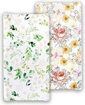 Baby Floral Luier aankleedkussen Cradle matras aankleedkussen, zuigeling stretchy stof luiertafel afdekking luiermat baby verpleegkundige luier aankleedmat 81 cm x 40 cm (groen + bloemen)