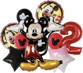 Mickey Mouse - Jomazo - Mickey Mouse folieballonnen met cijfer 2- Mickey Mouse verjaardag - Kinderverjaardag - Mickey Mouse 2 jaar - Mickey mouse ballon - Mickey Mouse ballonnen - Disney kinderfeest