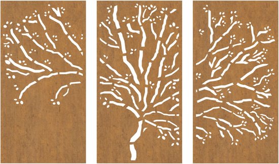 vidaXL - 3-delige - Tuindecoratieset - boomontwerp - 105x55 - cm - cortenstaal