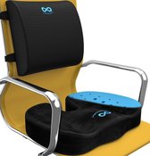 Lendensteun- en bureaustoelkussen combinatie - geltraagschuim stoelkussens voor bureau, autostoel, reizen - ergonomische rug- en staartbeenondersteuning