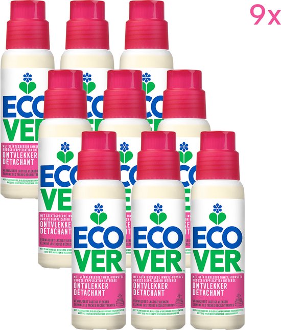 Ecover Vlekkenverwijderaar voor Kleding Voordeelverpakking 9 x 200ml | Krachtige Reiniger met Inwrijfborstel