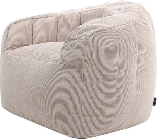 icon "Clara" Corduroy Zitzakfauteuil, Beige, XXL Zitzakstoel Volwassenen met Vulling, Woonkamerzitzakken