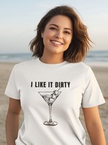 Shirt - I like it dirty - Wurban Wear | Grappig shirt | Leuk cadeau | Unisex tshirt | Moederdag | Meme shirt | Dirty shirt | Wit