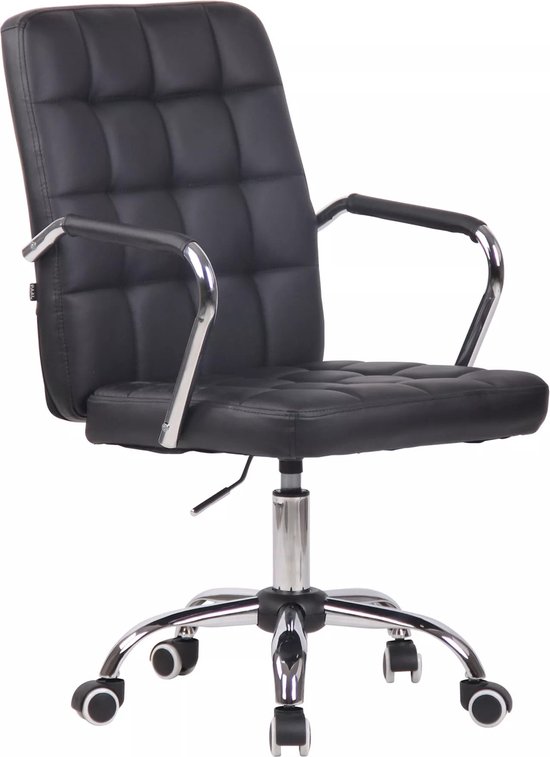 In And OutdoorMatch Bureaustoel Winston - Zwart kunstleer - Met Rugleuning en Armleuning - In hoogte verstelbaar - Ergonomisch - Luxe