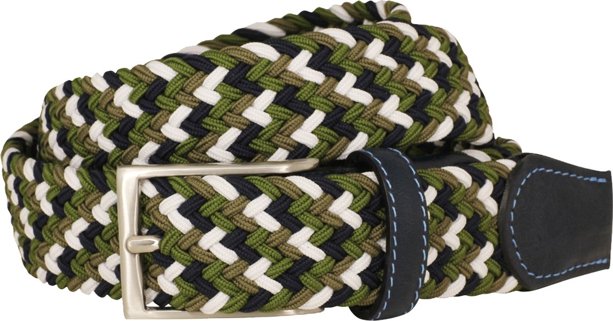 LINDENMANN elastische heren riem - groen - blauw - wit