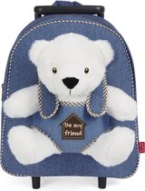 Doudou bagage pour enfants, sac à dos pour enfants, sac à dos pour enfants avec roulettes amovibles et peluche, speelgoed, jardin d'enfants, sac à dos à roulettes, petits enfants, 3-4, 5 ans, 28 x 32 x 11 cm, ours polaire,