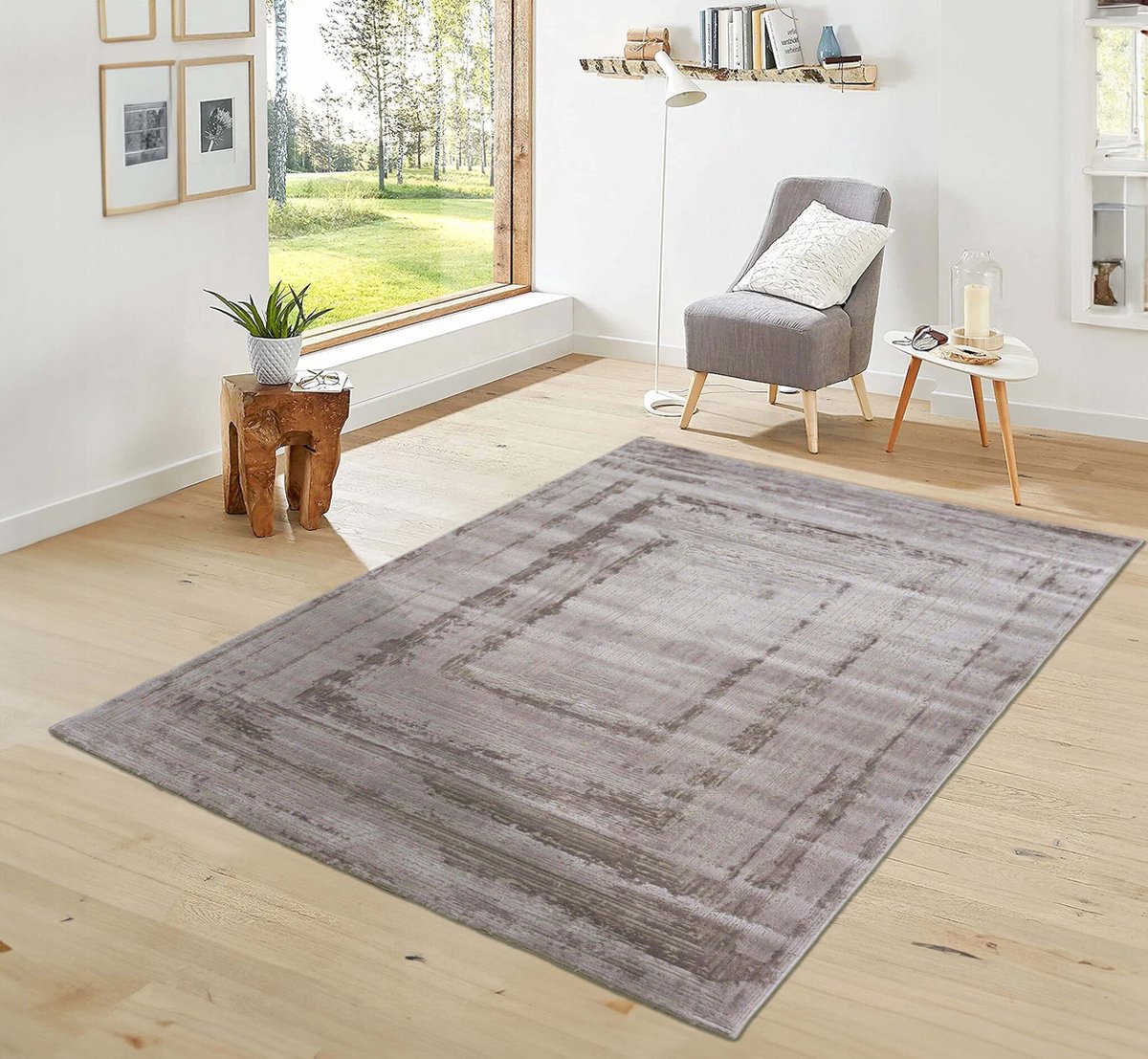 flycarpets Costa Modern Lijstmotief Vloerkleed - Taupe - 160x230 cm