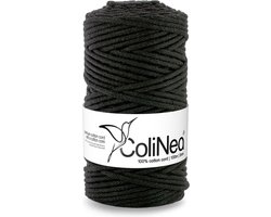 ColiNea - Touw - katoenen koord - gevlochten - 3mm, 100m - Zwart