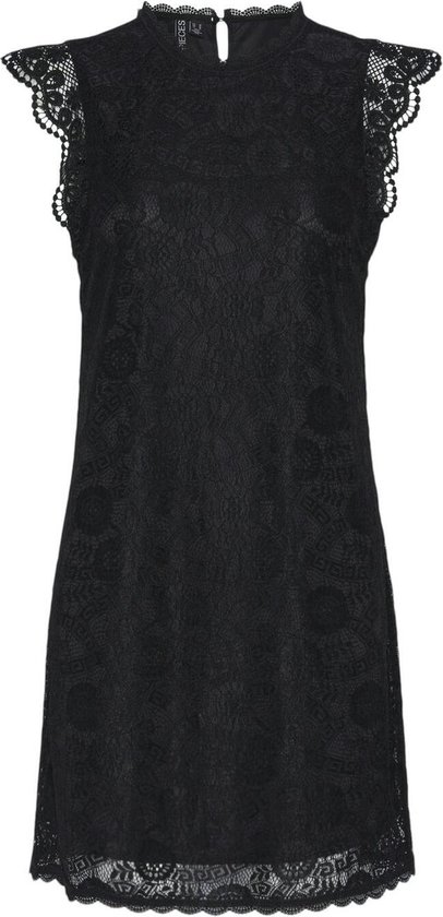 Pieces Jurk Pcolline Sl Lace Dress Noos 17146419 Black Dames Maat - XL