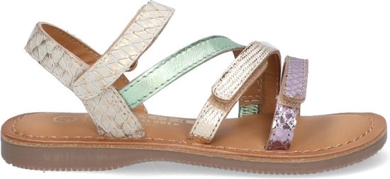 Braqeez 424012-959 Sandales pour femmes Filles - Beige/Vert/Violet - Cuir - Fermetures velcro