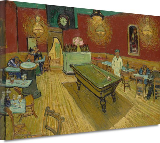 Het Nachtcafé - Vincent van Gogh schilderij - Café wanddecoratie - Canvas schilderij Plaats - Moderne schilderijen - Canvas keuken - Muurkunst 70x50 cm