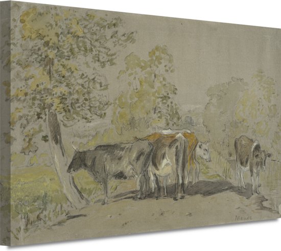 Landschap met vee - Anton Mauve schilderijen - Koeien schilderij - Canvas schilderijen Dieren - Modern schilderij - Canvas schilderijen - Slaapkamer muurdecoratie 150x100 cm