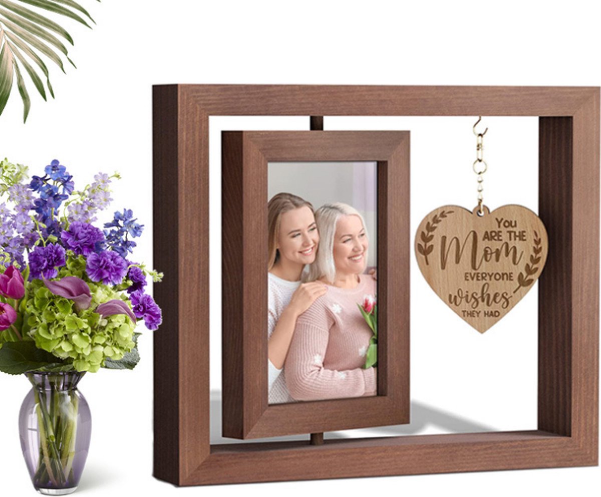 Blazelife Fotolijsten - Dubbelzijdige Fotolijst 10x15 - Lampenstijl - Label- Cadeautje voor Mama