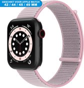 Bandje geschikt voor de Apple Watch 38/40/41 mm - Series SE , 1 , 2, 3, 4, 5, 6, 7 en 8 - Klittenband sluiting - Sand Pink