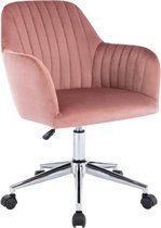 Chaise de bureau - Velours - Rose - Hauteur réglable - ELEANA L 59 cm x H 79,5 cm x P 61,5 cm