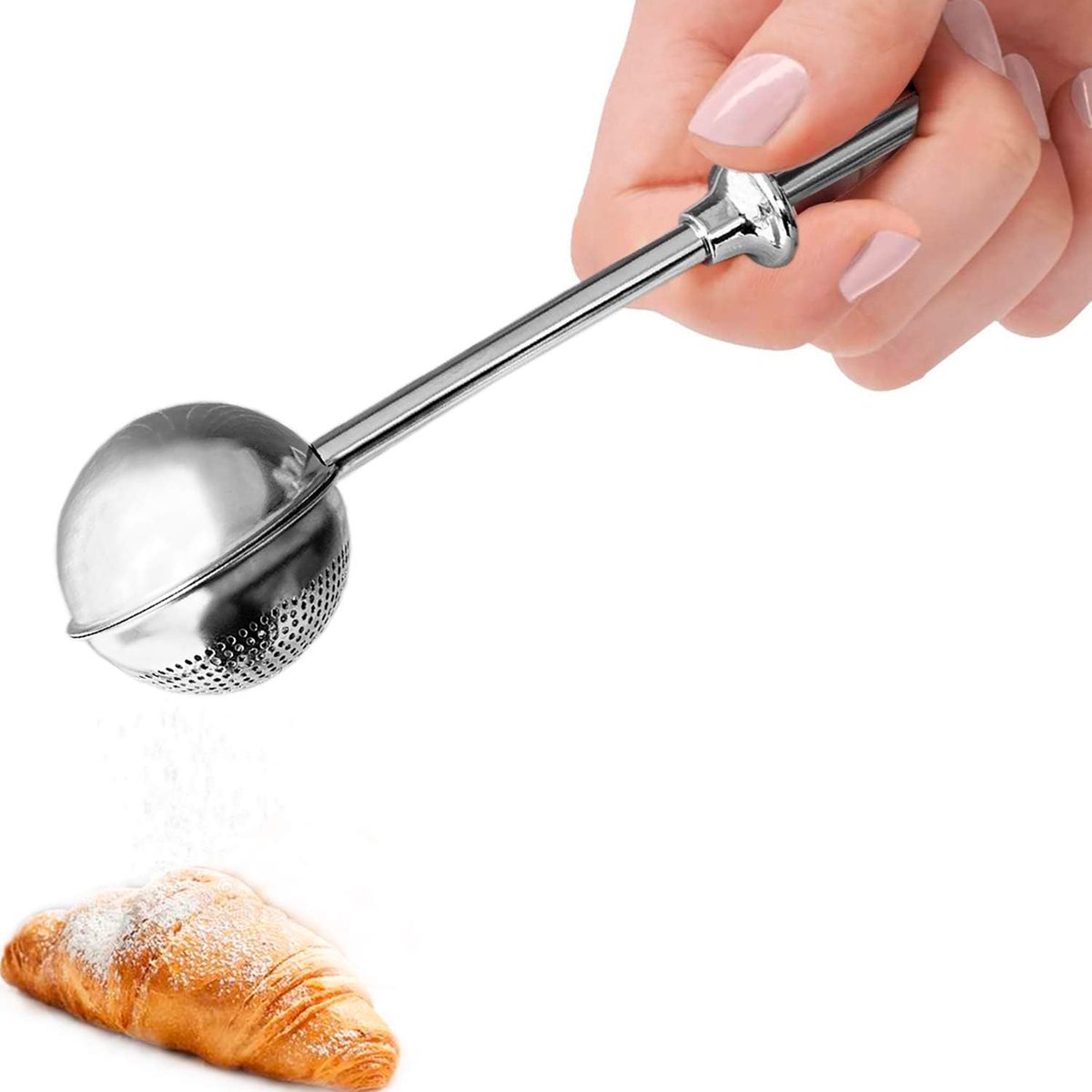 Bondoo Poedersuiker strooier - bloemsuiker strooier - poedersuikerstrooier - poedersuiker zeef - suikerstrooier - suikerdispenser - poederstrooier - bloemstrooier - cacaostrooier - Zilver
